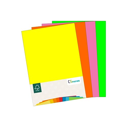 MADE IN EU 40 Blatt farbiger Papiermix NEONMIX A4 80 g/m² CS Paper - Druckerpapier, Kopierpapier, Universalpapier zum Drucken, Basteln & Falten im Format DIN A4. Papier für den Heim- & Bürobedarf von CS Webkontor