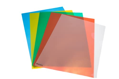 5 x 10 Stck. Sichthüllen A4 PP-Folie Aktenhüllen farbig sortiert 120 mµ genarbt. Blau, Grün, Rot, Gelb und Transparent von CS Webkontor