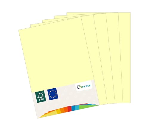 MADE IN EU 50 Blatt farbiges Papier HELLGELB A4 80 g/m² CS Paper - Druckerpapier, Kopierpapier, Universalpapier zum Drucken, Basteln & Falten im Format DIN A4. Papier für den Heim- & Bürobedarf von CS Webkontor