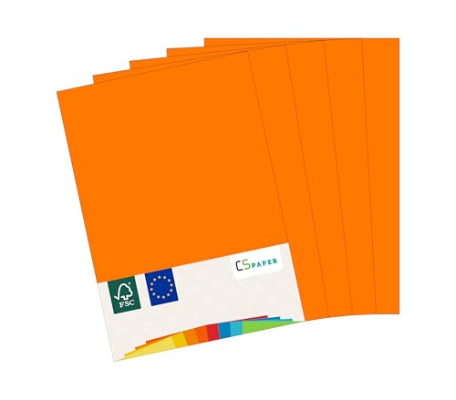 MADE IN EU 50 Blatt farbiges Papier ORANGE A4 80 g/m² CS Paper - Druckerpapier, Kopierpapier, Universalpapier zum Drucken, Basteln & Falten im Format DIN A4. Papier für den Heim- & Bürobedarf von CS Webkontor