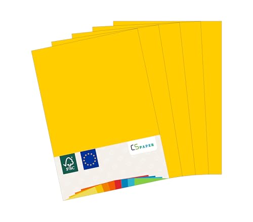 MADE IN EU 50 Blatt farbiges Papier SONNENGELB A4 80 g/m² CS Paper - Druckerpapier, Kopierpapier, Universalpapier zum Drucken, Basteln & Falten im Format DIN A4. Papier für den Heim- & Bürobedarf von CS Webkontor