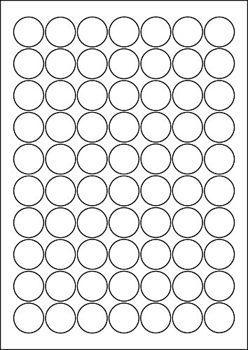 700 Etiketten aus Polyester selbstklebend rund 24 mm permanent haftend auf Bogen A4 (10 Bögen x 70 Etik.) von CS Webkontor