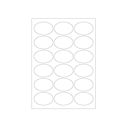 MADE IN GERMANY 90 Etiketten selbstklebend oval 63,5 x 42,3 mm weiß permanent klebend auf Bogen A4 (5 Bögen x 18 Etik.) CS Label – Universaletiketten zum Beschriften und Bedrucken von CS Webkontor