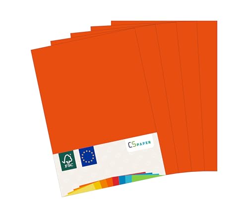 MADE IN EU 10 Blatt Bastelkarton ROTORANGE A4 210 g/m² CS Paper - Bastelpapier, Fotokarton, Tonpapier zum Basteln, Falten und Zeichnen im Format DIN A4. Farbkarton für den Heim- & Bürobedarf von CS Webkontor