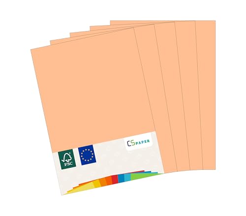 MADE IN EU 180 Blatt farbiges Papier APRICOT A4 80 g/m² CS Paper - Druckerpapier, Kopierpapier, Universalpapier zum Drucken, Basteln & Falten im Format DIN A4. Papier für den Heim- & Bürobedarf von CS Webkontor