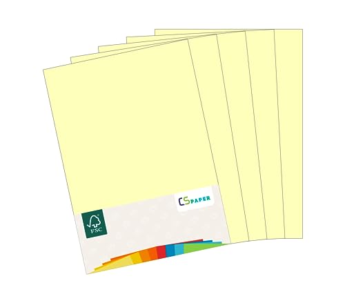 MADE IN EU 180 Blatt farbiges Papier HELLGELB A4 80 g/m² CS Paper - Druckerpapier, Kopierpapier, Universalpapier zum Drucken, Basteln & Falten im Format DIN A4. Papier für den Heim- & Bürobedarf von CS Webkontor