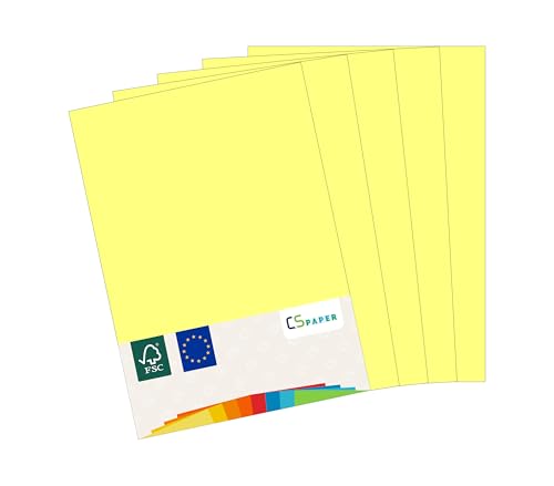 MADE IN EU 180 Blatt farbiges Papier ZITRONENGELB A4 80 g/m² CS Paper - Druckerpapier, Kopierpapier, Universalpapier zum Drucken, Basteln & Falten im Format DIN A4. Papier für den Heim- & Bürobedarf von CS Webkontor