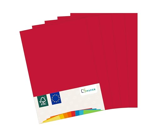 MADE IN EU 20 Blatt farbiges Papier KIRSCHROT A4 80 g/m² CS Paper - Druckerpapier, Kopierpapier, Universalpapier zum Drucken, Basteln & Falten im Format DIN A4. Papier für den Heim- & Bürobedarf von CS Webkontor