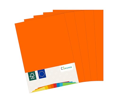 MADE IN EU 20 Blatt farbiges Papier NEONORANGE A4 80 g/m² CS Paper - Druckerpapier, Kopierpapier, Universalpapier zum Drucken, Basteln & Falten im Format DIN A4. Papier für den Heim- & Bürobedarf von CS Webkontor