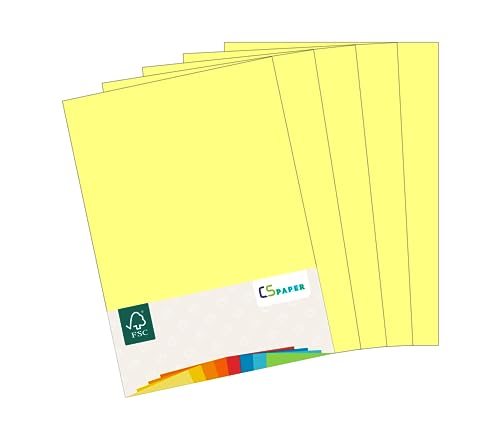 MADE IN EU 20 Blatt farbiges Papier ZITRONENGELB A4 80 g/m² CS Paper - Druckerpapier, Kopierpapier, Universalpapier zum Drucken, Basteln & Falten im Format DIN A4. Papier für den Heim- & Bürobedarf von CS Webkontor