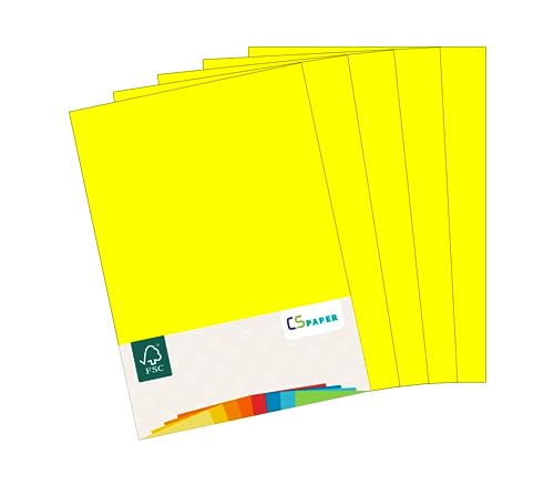 MADE IN EU 50 Blatt farbiges Papier NEONGELB A4 80 g/m² CS Paper - Druckerpapier, Kopierpapier, Universalpapier zum Drucken, Basteln & Falten im Format DIN A4. Papier für den Heim- & Bürobedarf von CS Webkontor