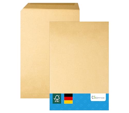 MADE IN GERMANY 10 Versandtaschen DIN E5 nassklebende Briefumschläge ohne Fenster CS Webkontor - Umschläge aus 100 g/m² Kraftpapier - DIN E5 Umschlag in braun für Briefe, Geschäftspost, Mailings usw. von CS Webkontor