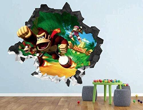 CSCH Wandtattoo 3D Wandaufkleber Donkey Kong Bros brechen Wandaufkleber 3D Vinyl dekorative Aufkleber von CSCH
