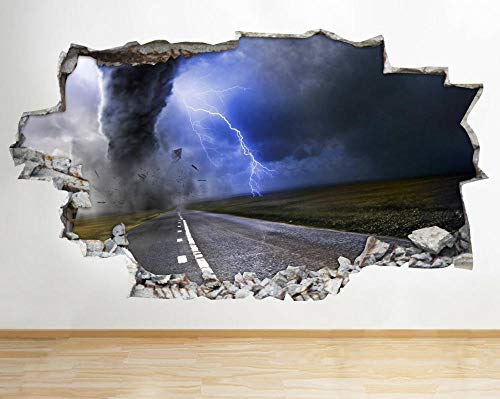 Wandtattoo Gewitter Tornado Road Smashed Wandtattoo 3D Art Aufkleber Vinyl Zimmer Dekoartikel von CSCH