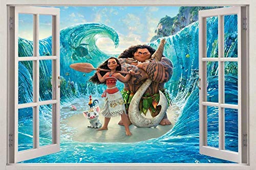 Wandtattoo Moana 3D Fenster Aufkleber Wandaufkleber Home Decor Art Wandbild Disney Princess Dekoartikel von CSCH