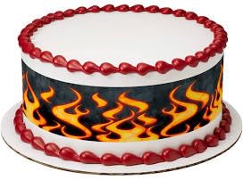 Tortenbänder Flammen, 3 Teilig aus Zuckerpapier, Essabare Tortendeko, Geburtstag von CSD