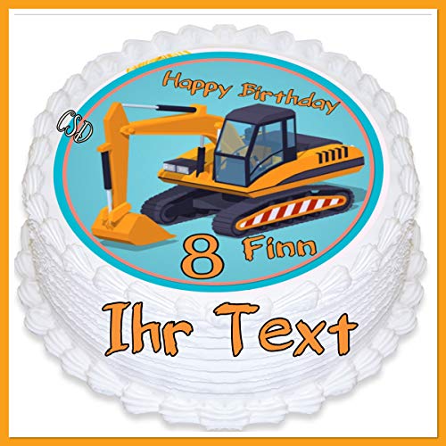 Tortenaufleger Bagger mit Wunschtext, Essbares Tortenbild, Zuckerpapier, Fototorte, Geburtstag Tortenaufleger Bagger mit Wunschtext, Essbares Tortenbild, Zuckerpapier, Fototorte, Geburtstag von CSD
