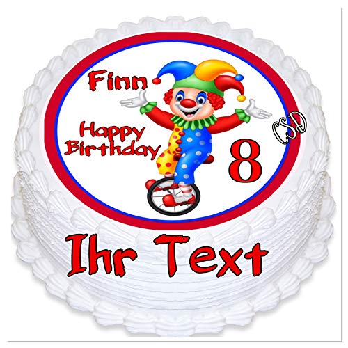 Tortenaufleger Clown mit Wunschtext, Essbares Tortenbild, Zuckerpapier, Fototorte, Geburtstag von CSD
