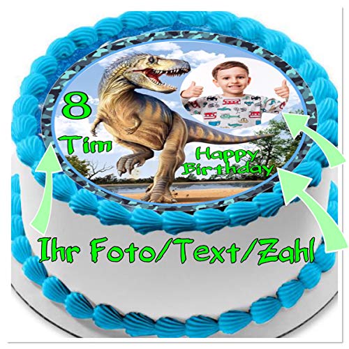 Tortenaufleger Dinosaurier M1,personalisiert, Zuckerpapier Tortenbild, Geburtstag,Fototorte von CSD