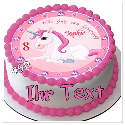 Tortenaufleger Einhorn mit Wunschtext, Essbares Tortenbild, Zuckerpapier, Fototorte, Geburtstag Tortenaufleger Einhorn mit Wunschtext, Essbares Tortenbild, Zuckerpapier, Fototorte, Geburtstag von CSD