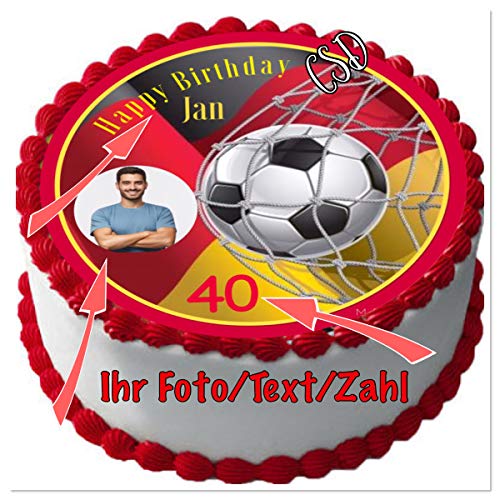 Tortenaufleger Fussball M1, personalisiert, Zuckerpapier Tortenbild, Geburtstag, Fussball,Fototorte von CSD