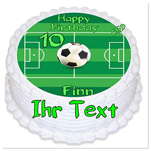 Tortenaufleger Fußball mit Wunschtext, Essbares Tortenbild, Zuckerpapier, Fototorte, Geburtstag von CSD