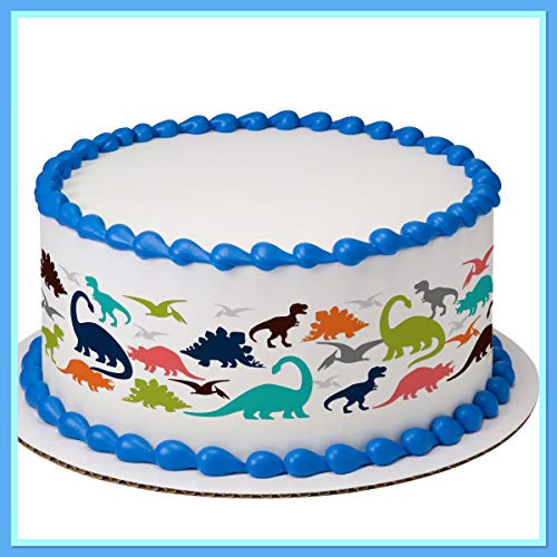 Tortenbänder Dinosaurier, 3 Teilig aus Zuckerpapier, essbare Tortendeko, Geburtstag von CSD