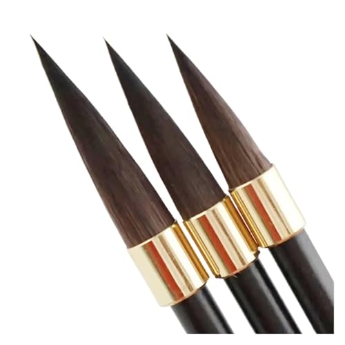 CSFFA 3 Stück chinesischer Schreibpinsel mit Wieselhaar, Metallgriff, Malpinsel, L/M/S, Stifte mit regelmäßiger Schrift, hochwertige Kalligraphie-Pinsel(3pcs Black) von CSFFA