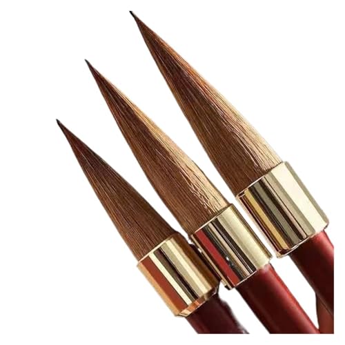 CSFFA 3 Stück chinesischer Schreibpinsel mit Wieselhaar, Metallgriff, Malpinsel, L/M/S, Stifte mit regelmäßiger Schrift, hochwertige Kalligraphie-Pinsel(3pcs red) von CSFFA