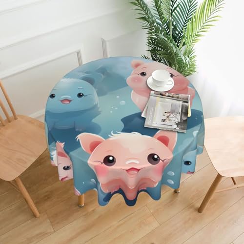 CSGJMYGS Bunte Tischdecke mit niedlichem Schweine-Druck, auslaufsicher, wasserfest, dekorative Stoff-Tischdecke für Zuhause, Küche, Innen- und Außenbereich, Esstisch, 152,4 cm CSGJMYGS Bunte Tischdecke mit niedlichem Schweine-Druck, auslaufsicher, wasserfest, dekorative Stoff-Tischdecke für Zuhause, Küche, Innen- und Außenbereich, Esstisch, 152,4 cm von CSGJMYGS
