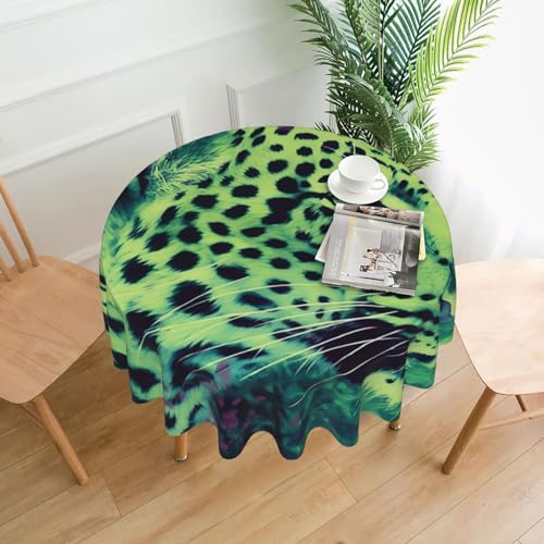 CSGJMYGS Grüne Tischdecke mit Leopardenmuster, auslaufsicher, wasserfest, dekorativer Stoff, Tischdecke für Zuhause, Küche, Innen- und Außenbereich, Esstisch, 152,4 cm CSGJMYGS Grüne Tischdecke mit Leopardenmuster, auslaufsicher, wasserfest, dekorativer Stoff, Tischdecke für Zuhause, Küche, Innen- und Außenbereich, Esstisch, 152,4 cm von CSGJMYGS