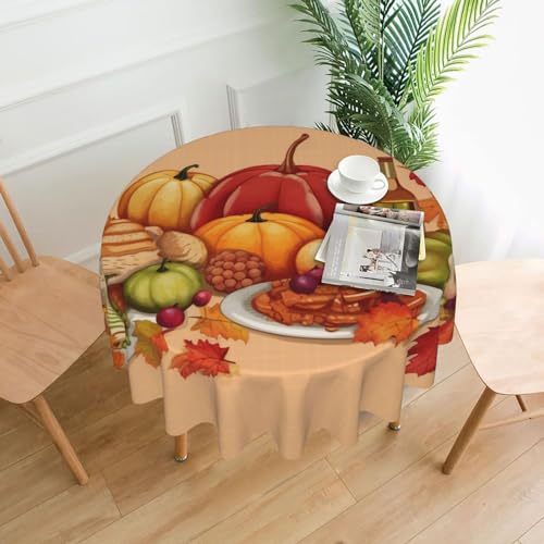 CSGJMYGS Haapy Tischdecke mit Thanksgiving-Druck, auslaufsicher, wasserfest, dekorative Stoff-Tischdecke für Zuhause, Küche, Innen- und Außenbereich, Esstisch, 152,4 cm CSGJMYGS Haapy Tischdecke mit Thanksgiving-Druck, auslaufsicher, wasserfest, dekorative Stoff-Tischdecke für Zuhause, Küche, Innen- und Außenbereich, Esstisch, 152,4 cm von CSGJMYGS