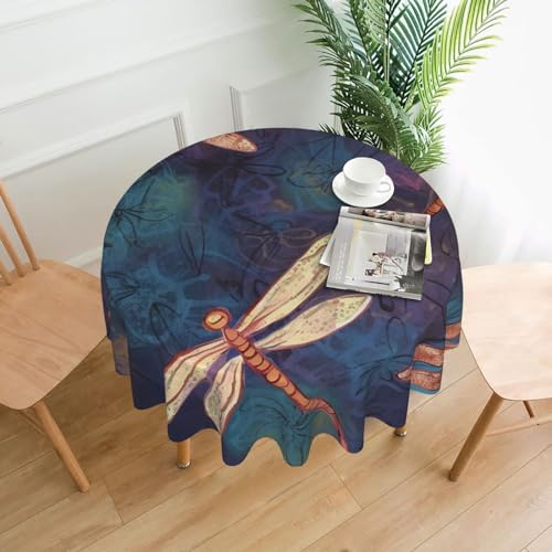 CSGJMYGS Handbemalte Tischdecke mit Libellen-Druck, auslaufsicher, wasserfest, dekorative Stoff-Tischdecke für Zuhause, Küche, Innen- und Außenbereich, Esstisch, 152,4 cm CSGJMYGS Handbemalte Tischdecke mit Libellen-Druck, auslaufsicher, wasserfest, dekorative Stoff-Tischdecke für Zuhause, Küche, Innen- und Außenbereich, Esstisch, 152,4 cm von CSGJMYGS