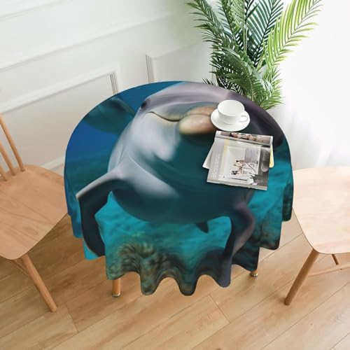 CSGJMYGS Lustige Tischdecke mit Delfin-Motiv, auslaufsicher, wasserfest, dekorative Stoff-Tischdecke für Zuhause, Küche, Innen- und Außenbereich, Esstisch, 152,4 cm CSGJMYGS Lustige Tischdecke mit Delfin-Motiv, auslaufsicher, wasserfest, dekorative Stoff-Tischdecke für Zuhause, Küche, Innen- und Außenbereich, Esstisch, 152,4 cm von CSGJMYGS