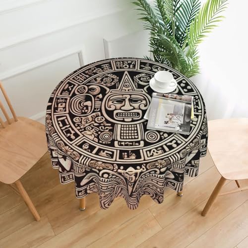 CSGJMYGS Maya-Kalender-Tischdecke mit Aufdruck "Ende der Welt", auslaufsicher, wasserfest, dekorative Stoff-Tischdecke für Zuhause, Küche, Innen- und Außenbereich, Esstisch, 152,4 cm CSGJMYGS Maya-Kalender-Tischdecke mit Aufdruck "Ende der Welt", auslaufsicher, wasserfest, dekorative Stoff-Tischdecke für Zuhause, Küche, Innen- und Außenbereich, Esstisch, 152,4 cm von CSGJMYGS