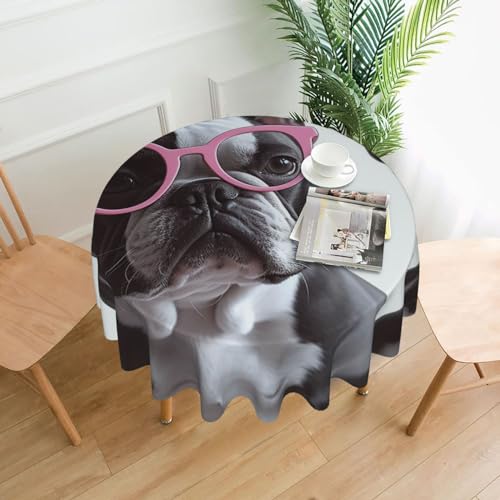 CSGJMYGS Tischdecke, Motiv: Französische Bulldogge, rosa Brille, auslaufsicher, Wasser-Tischdecke, dekorativer Stoff, Tischdecke für Zuhause, Küche, Innen- und Außenbereich, Esstisch, 152,4 cm CSGJMYGS Tischdecke, Motiv: Französische Bulldogge, rosa Brille, auslaufsicher, Wasser-Tischdecke, dekorativer Stoff, Tischdecke für Zuhause, Küche, Innen- und Außenbereich, Esstisch, 152,4 cm von CSGJMYGS