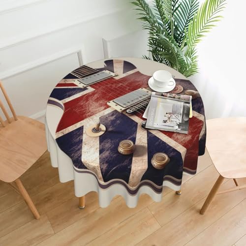 CSGJMYGS Tischdecke, Motiv: Gitarre, britische Flagge, auslaufsicher, wasserfest, dekorative Stoff-Tischdecke für Zuhause, Küche, Innen- und Außenbereich, Esstisch, 152,4 cm CSGJMYGS Tischdecke, Motiv: Gitarre, britische Flagge, auslaufsicher, wasserfest, dekorative Stoff-Tischdecke für Zuhause, Küche, Innen- und Außenbereich, Esstisch, 152,4 cm von CSGJMYGS