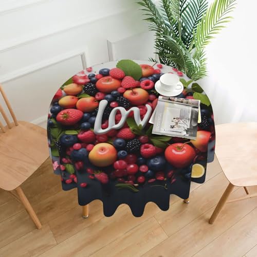 CSGJMYGS Tischdecke mit Aufdruck "Love Fruit", auslaufsicher, wasserfest, dekorative Stoff-Tischdecke für Zuhause, Küche, Innen- und Außenbereich, Esstisch, 152,4 cm CSGJMYGS Tischdecke mit Aufdruck "Love Fruit", auslaufsicher, wasserfest, dekorative Stoff-Tischdecke für Zuhause, Küche, Innen- und Außenbereich, Esstisch, 152,4 cm von CSGJMYGS