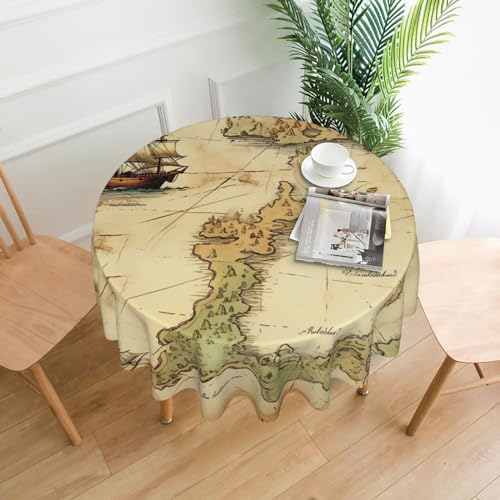 CSGJMYGS Tischdecke mit Aufdruck "Old Treasure Map", auslaufsicher, wassergeschützt, dekorative Stoff-Tischdecke für Zuhause, Küche, Innen- und Außenbereich, Esstisch, 152,4 cm CSGJMYGS Tischdecke mit Aufdruck "Old Treasure Map", auslaufsicher, wassergeschützt, dekorative Stoff-Tischdecke für Zuhause, Küche, Innen- und Außenbereich, Esstisch, 152,4 cm von CSGJMYGS