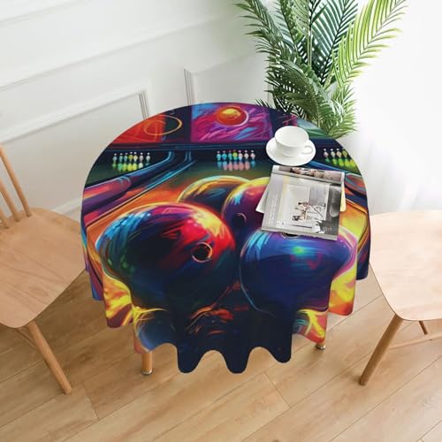 CSGJMYGS Tischdecke mit Bowlingkugel-Druck, auslaufsicher, Wasser-Tischdecke, dekorativer Stoff, Tischdecke für Zuhause, Küche, Innen- und Außenbereich, Esstisch, 152,4 cm von CSGJMYGS