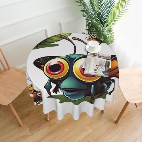 CSGJMYGS Tischdecke mit Cartoon-Insektendruck, auslaufsicher, wasserfest, dekorative Stoff-Tischdecke für Zuhause, Küche, Innen- und Außenbereich, Esstisch, 152,4 cm CSGJMYGS Tischdecke mit Cartoon-Insektendruck, auslaufsicher, wasserfest, dekorative Stoff-Tischdecke für Zuhause, Küche, Innen- und Außenbereich, Esstisch, 152,4 cm von CSGJMYGS