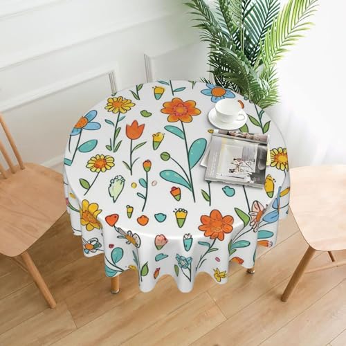 CSGJMYGS Tischdecke mit Frühlings-Cartoon-Blumendruck, auslaufsicher, wasserfest, dekorative Stoff-Tischdecke für Zuhause, Küche, Innen- und Außenbereich, Esstisch, 152,4 cm CSGJMYGS Tischdecke mit Frühlings-Cartoon-Blumendruck, auslaufsicher, wasserfest, dekorative Stoff-Tischdecke für Zuhause, Küche, Innen- und Außenbereich, Esstisch, 152,4 cm von CSGJMYGS