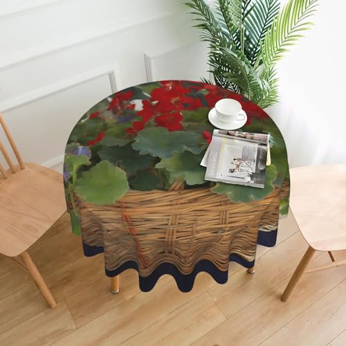 CSGJMYGS Tischdecke mit Geranien-Korbdruck, auslaufsicher, wasserfest, dekorative Stoff-Tischdecke für Zuhause, Küche, Innen- und Außenbereich, Esstisch, 152,4 cm CSGJMYGS Tischdecke mit Geranien-Korbdruck, auslaufsicher, wasserfest, dekorative Stoff-Tischdecke für Zuhause, Küche, Innen- und Außenbereich, Esstisch, 152,4 cm von CSGJMYGS