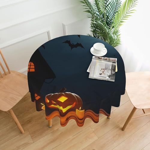 CSGJMYGS Tischdecke mit Halloween-Nachtdruck, auslaufsicher, wasserfest, dekorative Stoff-Tischdecke für Zuhause, Küche, Innen- und Außenbereich, Esstisch, 152,4 cm CSGJMYGS Tischdecke mit Halloween-Nachtdruck, auslaufsicher, wasserfest, dekorative Stoff-Tischdecke für Zuhause, Küche, Innen- und Außenbereich, Esstisch, 152,4 cm von CSGJMYGS