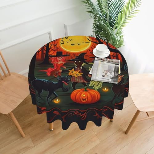 CSGJMYGS Tischdecke mit Halloween-Partydruck, auslaufsicher, wasserfest, dekorative Stoff-Tischdecke für Zuhause, Küche, Innen- und Außenbereich, Esstisch, 152,4 cm von CSGJMYGS