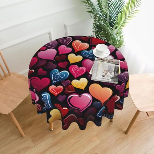 CSGJMYGS Tischdecke mit Herz-Aufdruck, auslaufsicher, wasserfest, dekorative Stoff-Tischdecke für Zuhause, Küche, Innen- und Außenbereich, Esstisch, 152,4 cm CSGJMYGS Tischdecke mit Herz-Aufdruck, auslaufsicher, wasserfest, dekorative Stoff-Tischdecke für Zuhause, Küche, Innen- und Außenbereich, Esstisch, 152,4 cm von CSGJMYGS