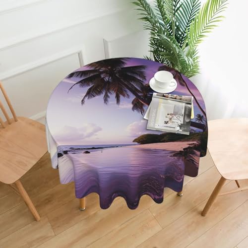 CSGJMYGS Tischdecke mit Kokosnussbaum-Druck, auslaufsicher, wasserfest, dekorative Stoff-Tischdecke für Zuhause, Küche, Innen- und Außenbereich, Esstisch, 152,4 cm, Violett CSGJMYGS Tischdecke mit Kokosnussbaum-Druck, auslaufsicher, wasserfest, dekorative Stoff-Tischdecke für Zuhause, Küche, Innen- und Außenbereich, Esstisch, 152,4 cm, Violett von CSGJMYGS