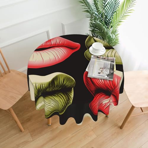 CSGJMYGS Tischdecke mit Lips Love-Aufdruck, auslaufsicher, wasserfest, dekorative Stoff-Tischdecke für Zuhause, Küche, Innen- und Außenbereich, Esstisch, 152,4 cm CSGJMYGS Tischdecke mit Lips Love-Aufdruck, auslaufsicher, wasserfest, dekorative Stoff-Tischdecke für Zuhause, Küche, Innen- und Außenbereich, Esstisch, 152,4 cm von CSGJMYGS