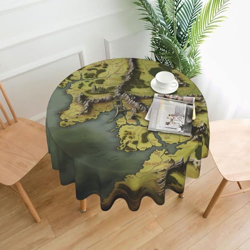 CSGJMYGS Tischdecke mit Mittelerd-Kartendruck, auslaufsicher, wasserfest, dekorative Stoff-Tischdecke für Zuhause, Küche, Innen- und Außenbereich, Esstisch, 152,4 cm CSGJMYGS Tischdecke mit Mittelerd-Kartendruck, auslaufsicher, wasserfest, dekorative Stoff-Tischdecke für Zuhause, Küche, Innen- und Außenbereich, Esstisch, 152,4 cm von CSGJMYGS