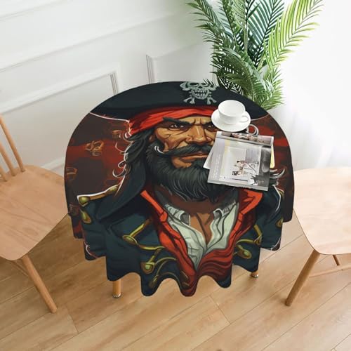 CSGJMYGS Tischdecke mit Piratenkapitän-Druck, auslaufsicher, wasserfest, dekorative Stoff-Tischdecke für Zuhause, Küche, Innen- und Außenbereich, Esstisch, 152,4 cm CSGJMYGS Tischdecke mit Piratenkapitän-Druck, auslaufsicher, wasserfest, dekorative Stoff-Tischdecke für Zuhause, Küche, Innen- und Außenbereich, Esstisch, 152,4 cm von CSGJMYGS